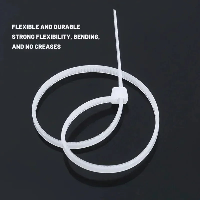 Nylon Cable Ties Adjustable Self-locking Cord Ties Straps Fastening Loop Reusable Plastic Wire Ties For Home Office