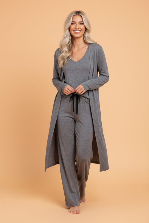Duster Cardigan T-Shirt & Pants Lounge Set