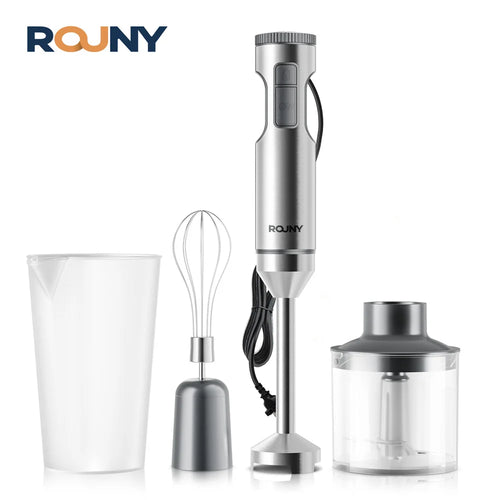 ROUNY 4-in-1 Hand Immersion Blender 1000W Powerful, Stainless Steel