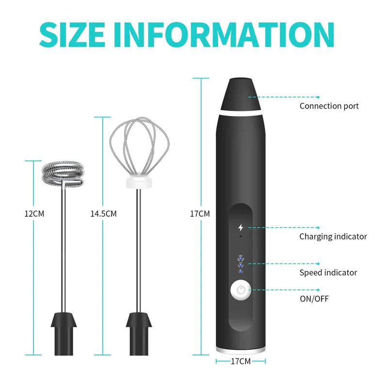 Wireless Milk Frothers Electric Handheld Blender With USB Electrical