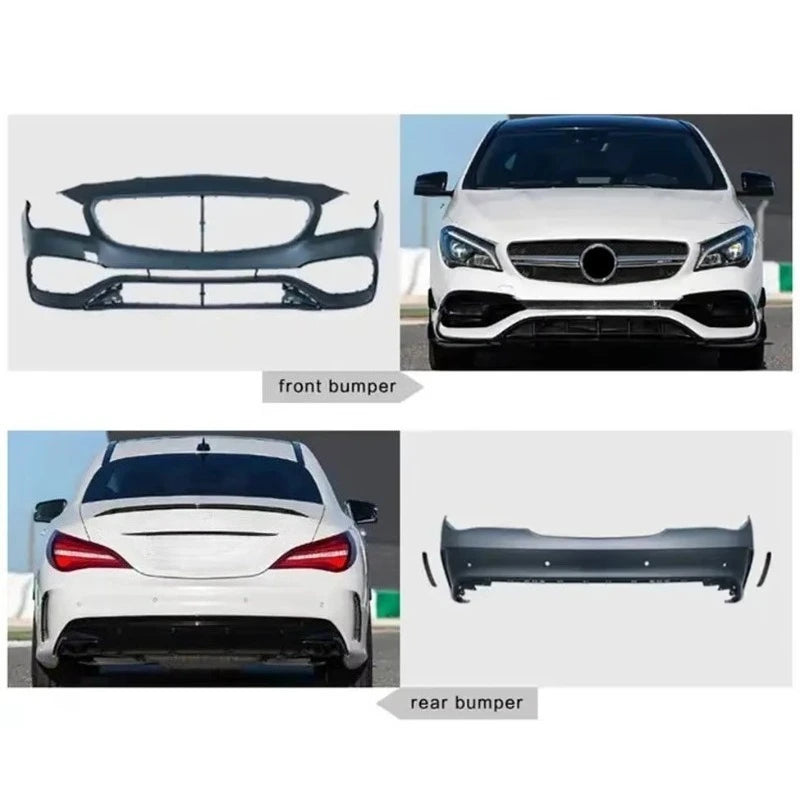 Stlf Car Modified CLA Style Front Bumper Grille And Side Skirts Body Kits For -W117 2013-2019 To CLA45